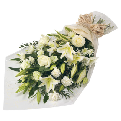 Pure Simplicity - Flower bouquet of simple mixed white seasonal flowers.
